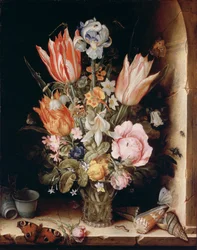 Stilleben med blomster i en vase